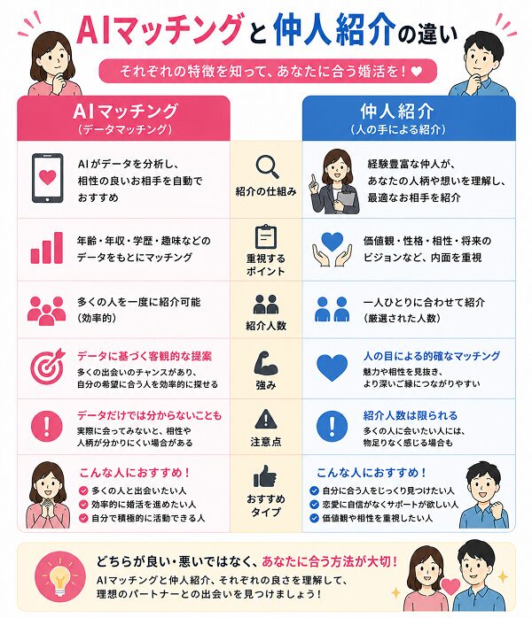 AIマッチングと仲人紹介の違い