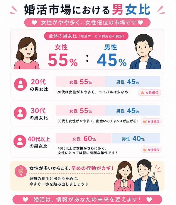 婚活市場における男女比