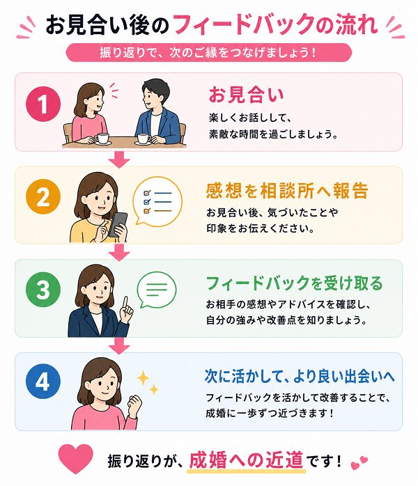お見合い後のフィードバックの流れ