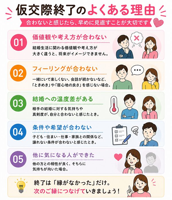 仮交際終了のよくある理由