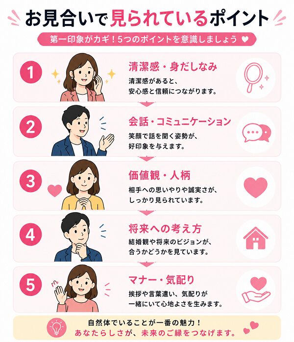 お見合いで見られているポイント