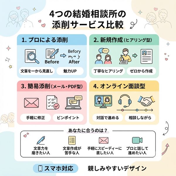4つの添削サービス形態の比較表
