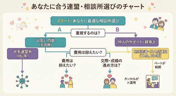 自分に合う連盟・相談所の選び方チャート
