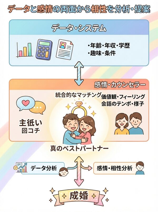 データ×感情の両軸マッチングの仕組み図