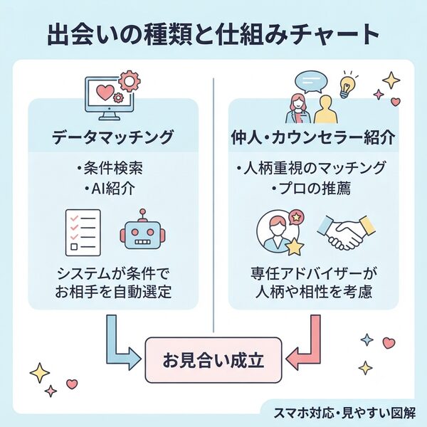 出会いの種類と仕組みチャート