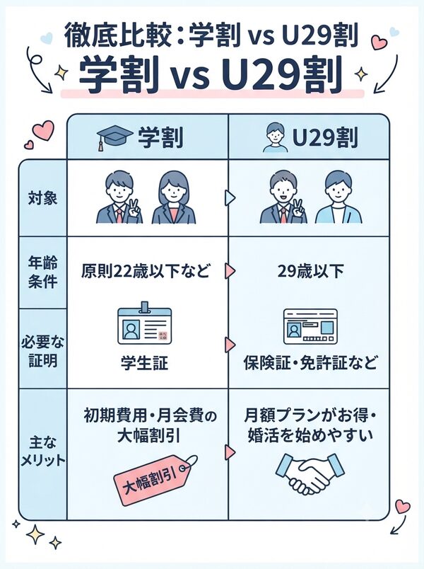 学割 vs U29割 比較チャート