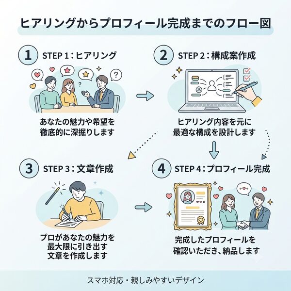 ヒアリングからプロフィール完成までのフロー図