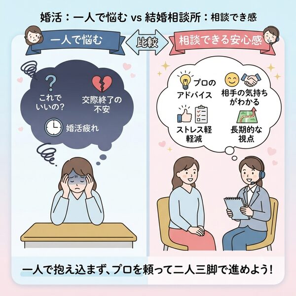 一人で悩む状態と相談できる安心感の比較