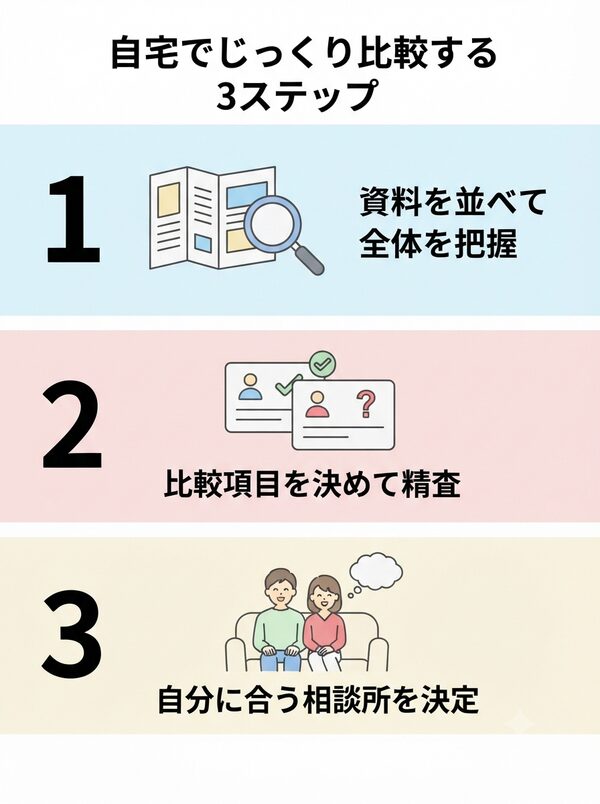 自宅でじっくり比較！失敗しない3ステップ