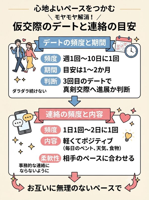 モヤモヤ解消！仮交際のデートと連絡の目安