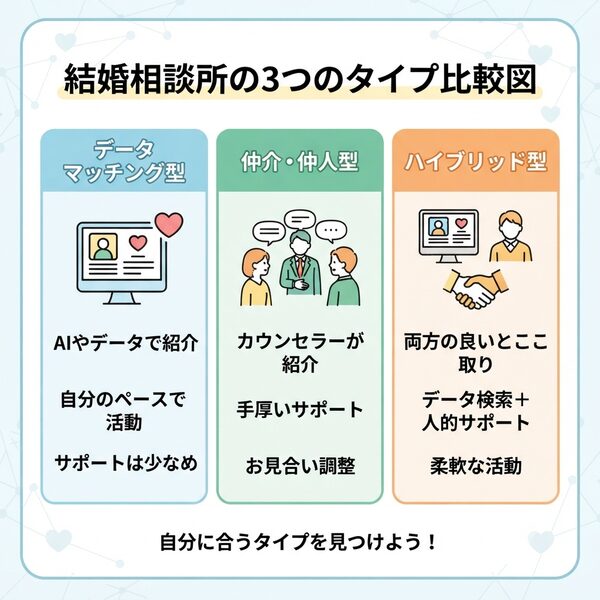 結婚相談所の3つのタイプ比較図