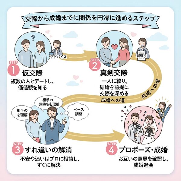 交際から成婚までに関係を円滑に進めるステップ