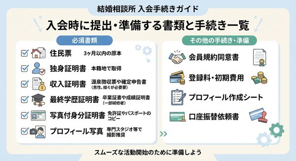 入会時に提出・準備する書類と手続き一覧