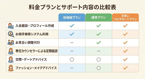 料金プランとサポート内容の対応表