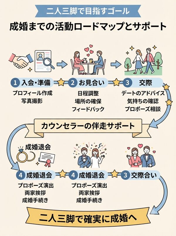 成婚までの活動ロードマップとサポート内容