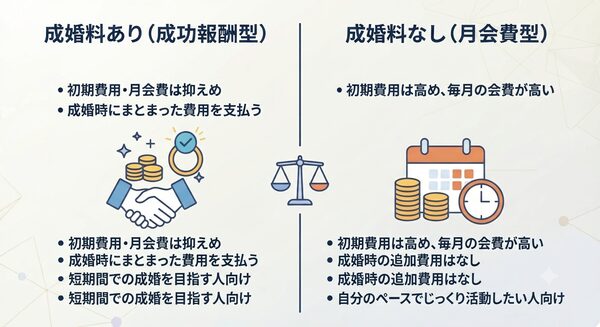 成婚料「あり」と「なし」の料金システム比較