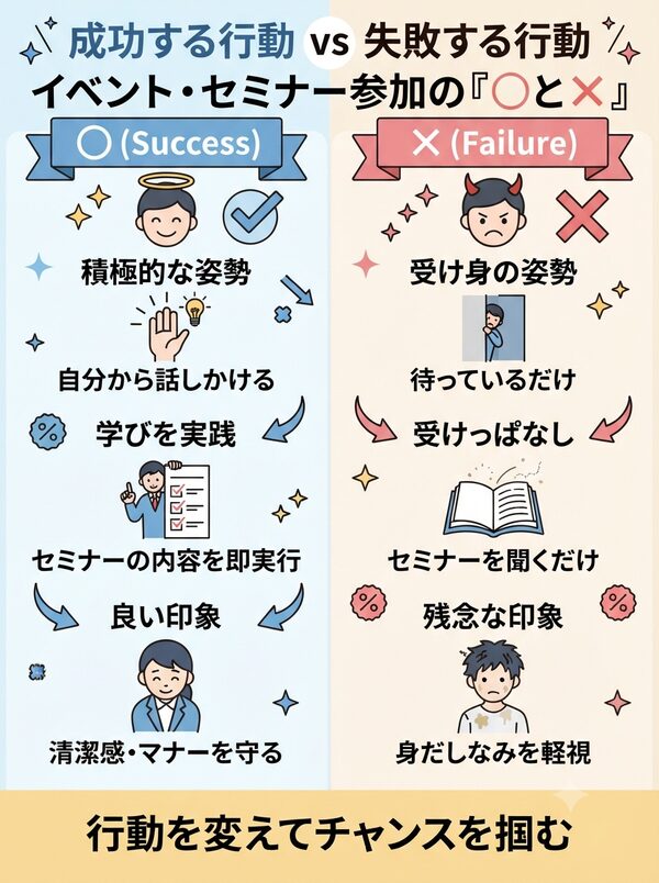 イベント・セミナー参加の「〇と×」