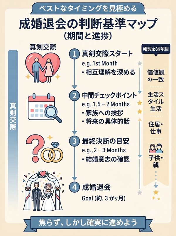 成婚退会の判断基準マップ(期間と進捗)