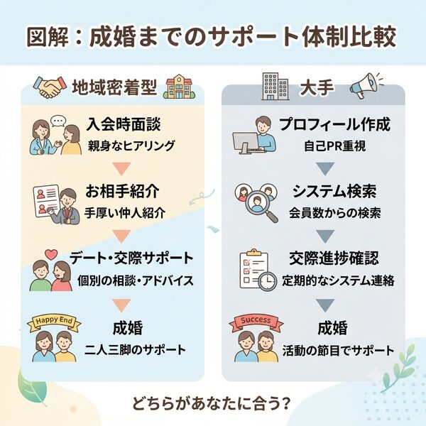 成婚までのサポート体制比較