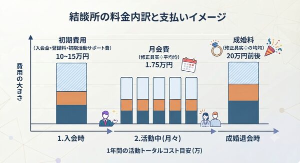 結婚相談所の料金内訳と支払いタイミング