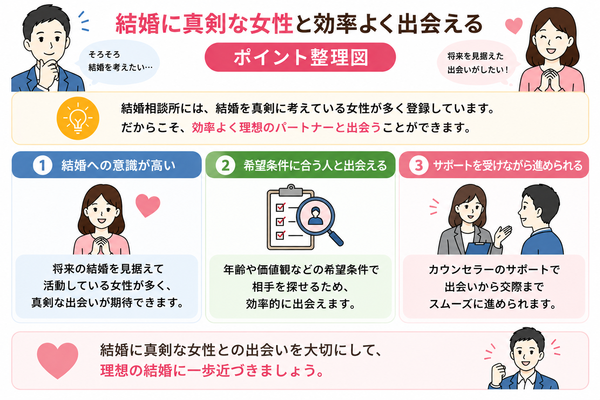 結婚に真剣な女性と効率よく出会える