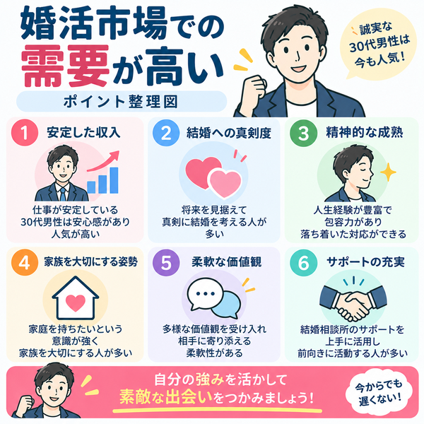 20代は婚活市場で需要が高い|ポイント整理図