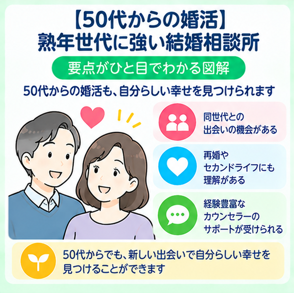【50代からの婚活】熟年世代に強い結婚相談所