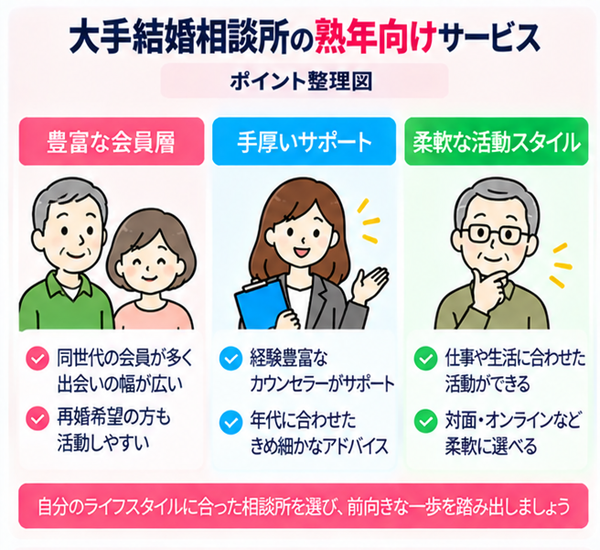 大手結婚相談所の熟年向けサービス