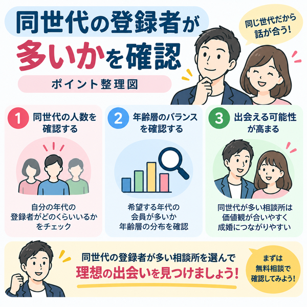 同世代の登録者が多いかを確認|ポイント整理図