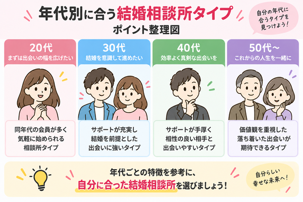 年代別に合う結婚相談所タイプ