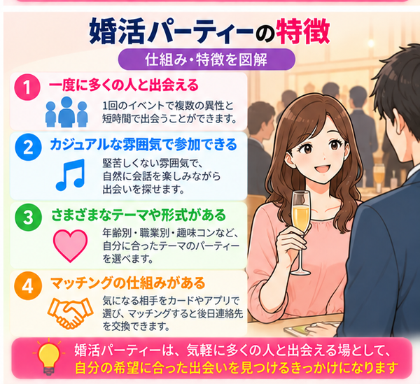 婚活パーティーの特徴