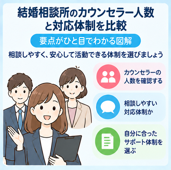 結婚相談所のカウンセラー人数と対応体制を比較