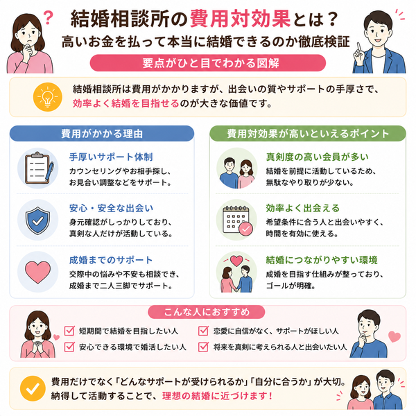 結婚相談所の費用対効果とは？高いお金を払って本当に結婚できるのか徹底検証