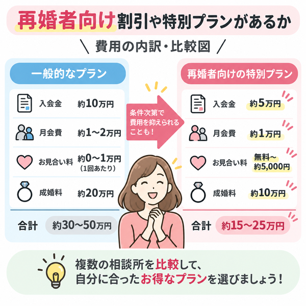 再婚者向け割引や特別プランがあるか|費用の内訳・比較図
