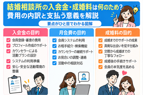 結婚相談所の入会金・成婚料は何のため?費用の内訳と支払う意義を解説