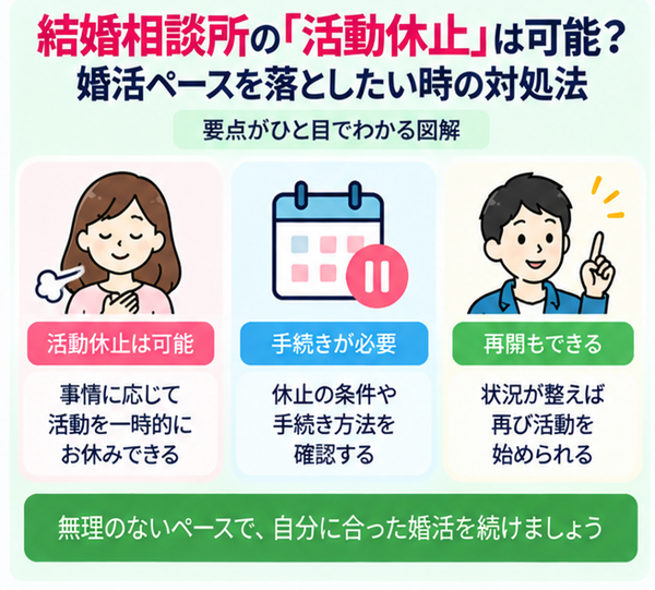 結婚相談所の「活動休止」は可能?婚活ペースを落としたい時の対処法