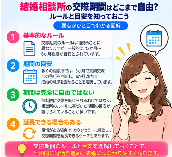 結婚相談所の交際期間はどこまで自由?ルールと目安を知っておこう