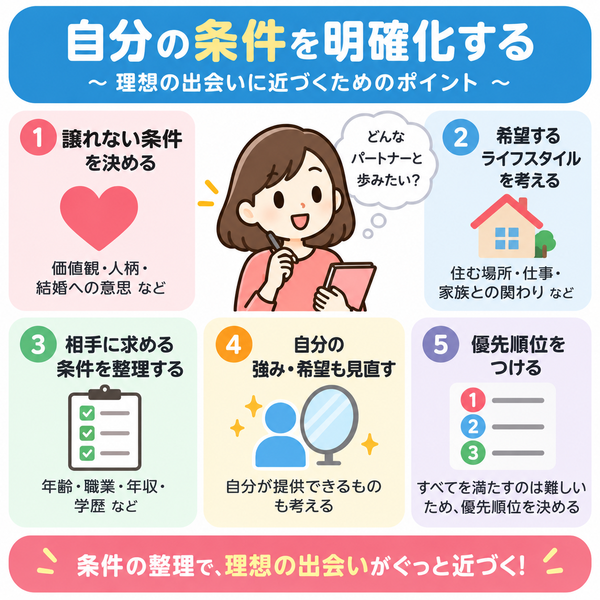 自分の条件を明確化する|ポイント整理図