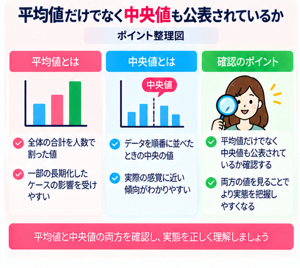 平均値だけでなく中央値も公表されているか