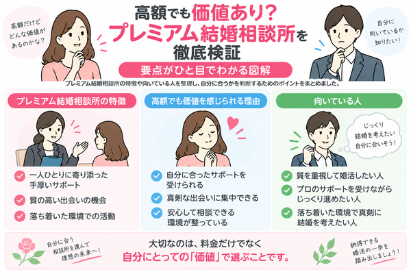 高額でも価値あり？プレミアム結婚相談所を徹底検証の要点をまとめた図解