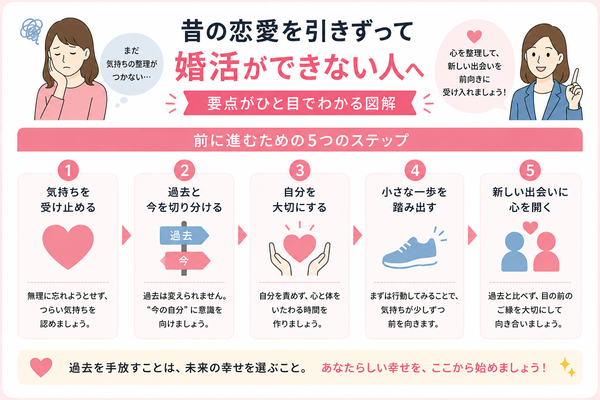 昔の恋愛を引きずって婚活ができない人への要点をまとめた図解