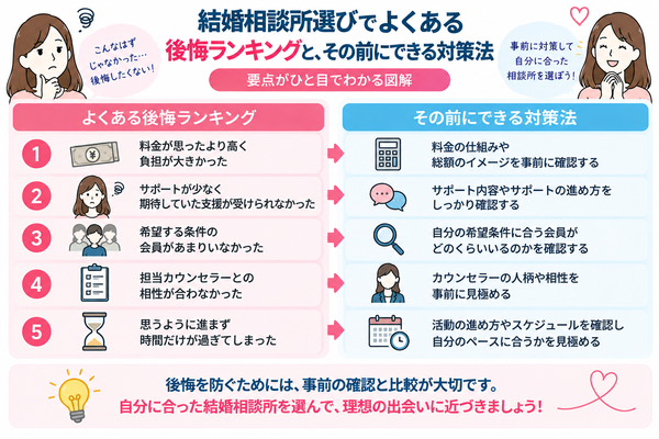 結婚相談所選びでよくある後悔ランキングと、その前にできる対策法