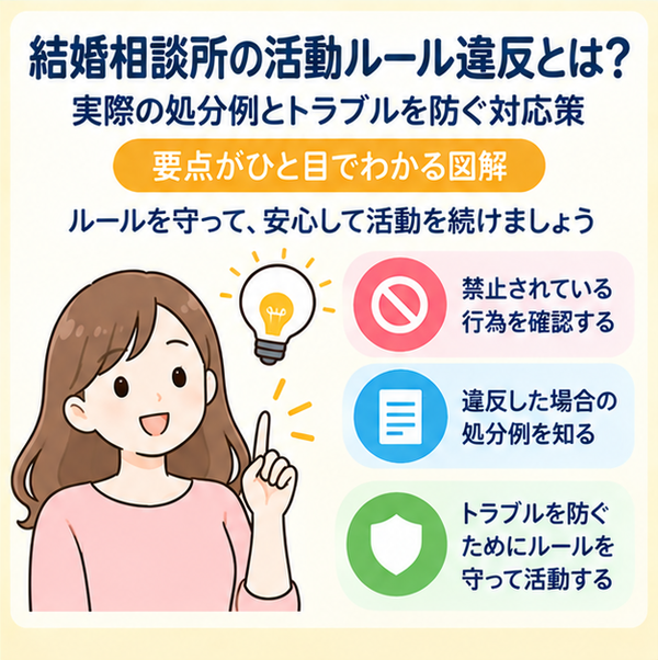 結婚相談所の活動ルール違反とは?実際の処分例とトラブルを防ぐ対応策