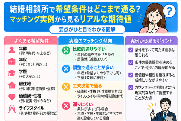 結婚相談所で希望条件はどこまで通る?マッチング実例から見るリアルな期待値