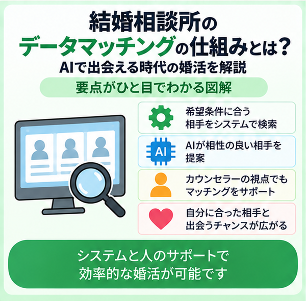 結婚相談所のデータマッチングの仕組みとは？AIで出会える時代の婚活を解説
