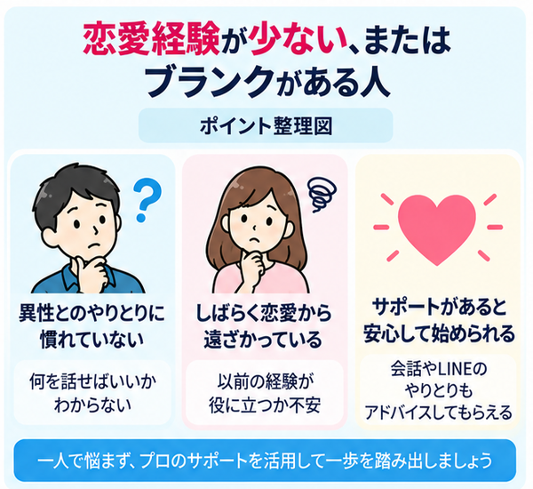 恋愛経験が少ない、またはブランクがある人