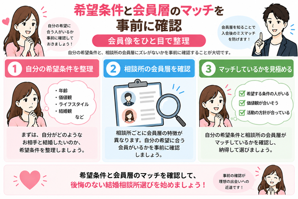希望条件と会員層のマッチを事前に確認