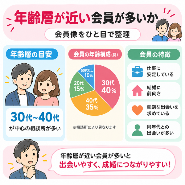 年齢層が近い会員が多いか|会員像をひと目で整理