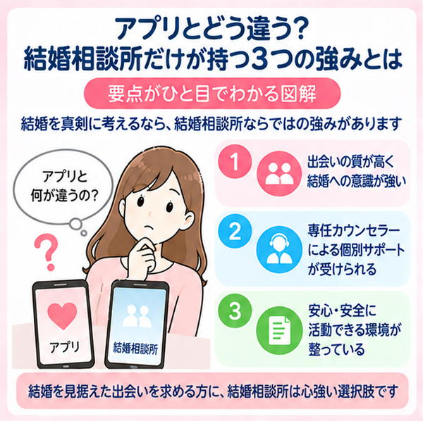 アプリとどう違う？結婚相談所だけが持つ3つの強みとは