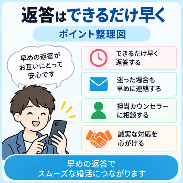 返答はできるだけ早く